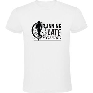 Running late is my cardio Heren T-shirt | hardlopen | sporten | sportschool | Wit