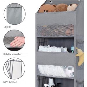 Hangorganizer Met 5 Vakken - Grijs - Handige Opslagoplossing Voor Deur