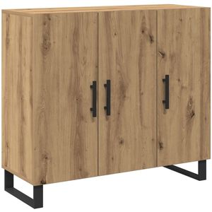 vidaXL - Dressoir - met - 3 - Deuren - Artisan - Eikenhout - 90x34x80 - cm - Gelaagd - Hout