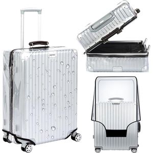 Bastix - Transparante kofferhoezen met ritssluiting, bagagehoes PVC waterdichte stofdichte kofferhoes met klittenbandsluiting, krasbescherming koffer beschermhoes reiskofferhoes, medium