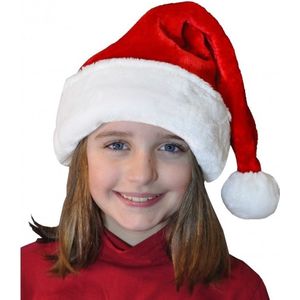 15x stuks pluche luxe kerstmutsen rood/wit voor kinderen - voordelige/goedkope kerstmuts van goede kwaliteit