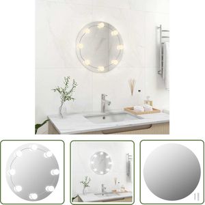 The Living Store Wandspiegel - LED-verlichting - 40 cm - Zilver - 1.5 m kabel - 3.000K - 6.000K