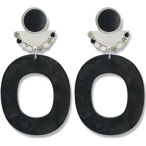 Zatthu Jewelry - N21AW391 - Hyne zwarte statement oorbellen met resin