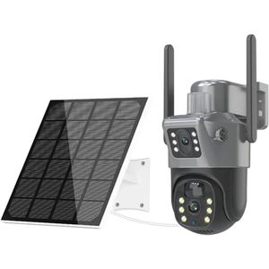 Beveiligingscamera's - Camerabewaking - Buitencamera - Zonnecamera - Waterdicht - 4K - 8MP - WiFi PTZ - Dual Lens & Dual Screen – Bewegingsdetectie met 32GB Opslag – Buitenbeveiliging – Buiten IP Beveiligingscamera met Nachtzicht