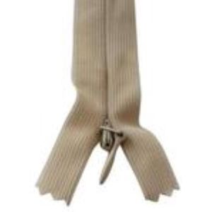 YKK Blinde rits, Beige, Kunststof 4mm, Naadverdekt, 20 cm, Per Stuk.