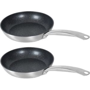 Set van 2x stuks aluminium professionele kleine koekenpannen Rila met anti-aanbak laag 22 cm - Hapjespannen