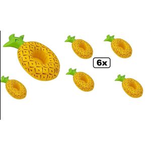6x Opblaasbare ananas cupholder 24 cm geel