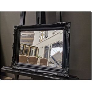 Elegante Barok Spiegel Denzel Buitenmaat 41x51cm Zwart - Kleine spiegel - luxe toiletspiegel - Sierspiegel - Wandspiegel voor hal, woonkamer, slaapkamer, toilet of badkamer - woonaccesoire