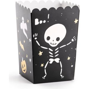 Partydeco Popcorn/snoep bakjes - 6x - Halloween thema - karton - 7 x 7 x 12 cm - trick or treat