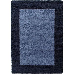 Tapijtenloods Basic Shaggy Kader vloerkleed Blauw Hoogpolig- 80x250 CM