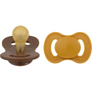 Lullaby Fopspeen Round Latex Size 2 Honey Mustard & Hazelnut Brown 2-Pack