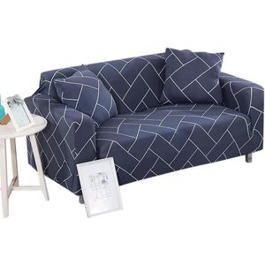 Elastische Sofa Cover Universele Wasbare Stretch Sofa Cover Protector Voor Pet Sofa - Blauwe Strepen - 4 Zits - 235-300cm .