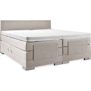 Sweet Sleep Elektrische Boxspring - (200x220) - Incl. Glad hoofdbord - Beige met plint