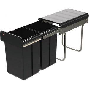 WESCO® Traditionline Double-Boy 410 ECO/300-2 - Inbouw Prullenbak - 30 Liter Inhoud - Met 2 Compartimenten - Zwart