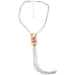 Behave Ketting zilver kleur met oranje hanger 45 cm