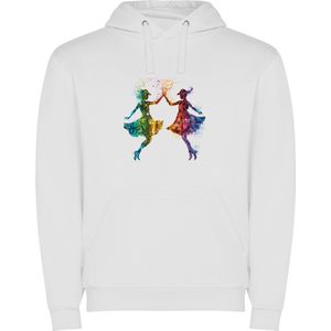 Witte unisex hoodie met “ Kleurrijke Sterrenbeeld Tweeling – Astrologie – Horoscoop – Zodiac Signs “ Print Full Color merk Roly maat XXL