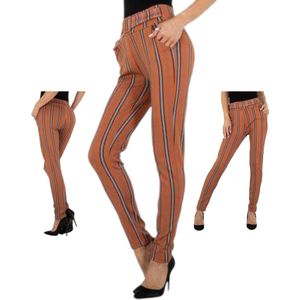Chic & mode legging gestreept bruin meerkleurig S/M