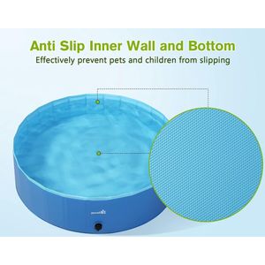 Opvouwbaar Pecute hondenzwembad - blauw 160 * 30cm - slijtvast antislip PVC - kinderen hond en kat