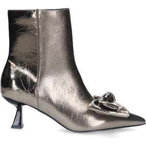 Sacha - Dames - Antraciet metallic enkellaarsjes met hak - Maat 37