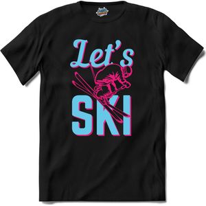 Let's Ski | Skiën - Bier - Winter sport - T-Shirt - Unisex - Zwart - Maat XXL