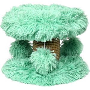 Topmast Krabpaal Fluffy Lycia - Groen - 25 x 25 x 20 cm - Made in EU - Krabpaal voor Kittens - Met Kattenspeeltjes - Sterk Sisal Touw - Mini Krabpaal