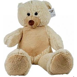 Grote knuffel teddybeer, wit 100 cm, gemaakt van gerecycled plastic flessen.