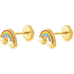 La Rosa Princesa Regenboog Oorbellen Goud 9kt - Meisje