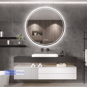 Trendopolis LED-Verlichte Wandspiegel voor de Badkamer - Badkamer Spiegel - Creëer een Oase van Licht en Luxe - Anti Fog - Luxe Design - Warm Licht - Koel Licht - Dimbaar.