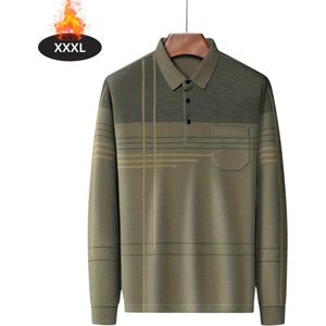 Livano Poloshirt Heren - T-Shirt Heren - Shirt - Overhemd - Polo Shirt Lange Mouwen - Legergroen - XXXL