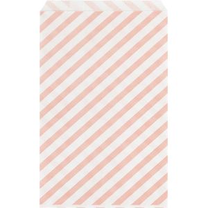 Papieren zakken roze gestreept - 10 stuks - 16 x 24 cm - inpakken - trakteren