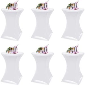 Set van 6 stretch statafelhoezen, tafelkleed voor statafel/bistrotafel/tafeldiameter Ø 60-65 cm, wit, tafelhoes voor feesten, evenementen, bruiloftsdecoratie, elegante tafelhoes