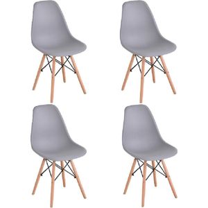 Velox Set van 4 Kuipstoelen - Kuipstoel, Kuipzetel, Eetkamerstoel - Comfortabel, Stijlvol & Duurzaam - Hout & Kunststof - Grijs