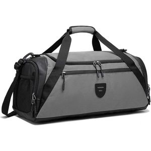 Reistas grote dames heren 40L sporttas met schoenenvak en nat vak waterdichte handtas duffle bag voor sport en reizen voor mannen en vrouwen, grijs, generiek