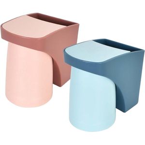 Magnetische tandenborstelhouder met beker - multifunctioneel - 2 stuks - rood-blauw