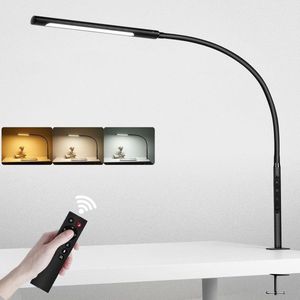 Bureaulamp met afstandsbediening - verstelbare zwanenhals - klemlamp - dimbaar en instelbare kleurtemperaturen - aanraakbediening - 12 W - mat zwart