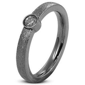 Silventi 983201148 Stalen Ring - Dames - Zirkonia - Fantasie - Maat 57 - Zilverkleurig