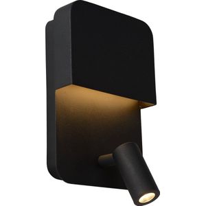 Lucide BOXER - Bedlamp / Wandlamp - LED - 3000K - Met USB oplaadpunt - Zwart