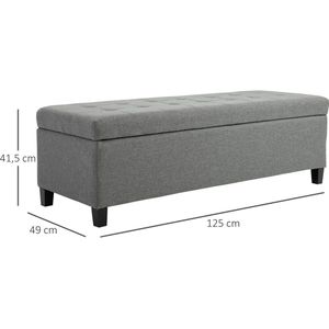 Asaam Opbergbank Gestoffeerde -Linnen Flip Cover- 110X44X48 Cm Beige-Voetenbank voor Ingang- Luxe Bank Woonkamer & Slaapkamer