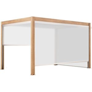 Oviala - Zelfdragende en gemotoriseerde bioklimatische pergola met verlichting, 3x4m en 2 zonweringen