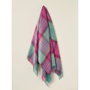 Bronte by Moon Plaid | SALTBURN Mint l | 100% Merino Wol | 140x185cm | Wollen Deken Blauw Groen Mint | Made in UK