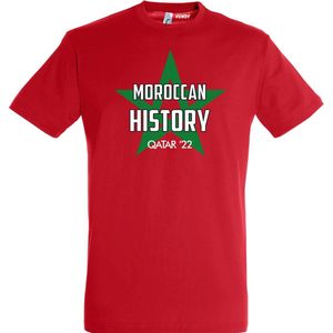 T-shirt Moroccan History Qatar 2022 | Rood Marokko Shirt | WK 2022 Voetbal | Morocco Supporter | Rood | maat 5XL