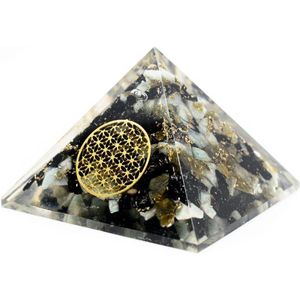 Orgonite Piramide van Chrysocolla - Flower of Life (40 mm)