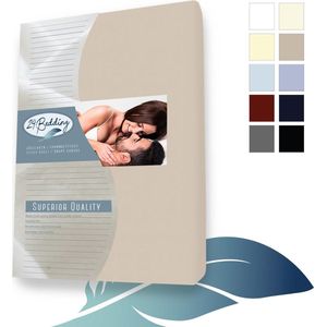 24-Bedding - Duopak 2 stuks !! - Jersey Hoeslaken - 100% katoen - 1 persoons - 80x220 cm - Zand - 30 cm
