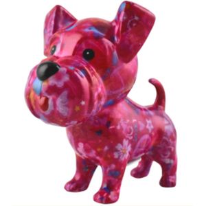 Pomme pidou spaarpot hond Mac M roze met bloemetjes