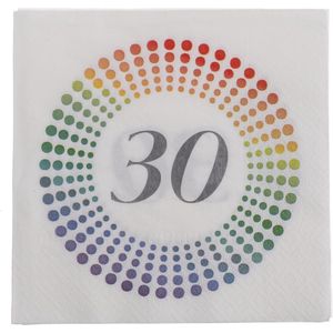 20x Leeftijd 30 jaar themafeest/verjaardag servetten 33 x 33 cm confetti - Papieren feest wegwerp tafeldecoraties