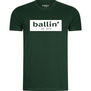 Heren Tee SS met Ballin Est. 2013 Cut Out Logo Shirt Print - Groen - Maat XL