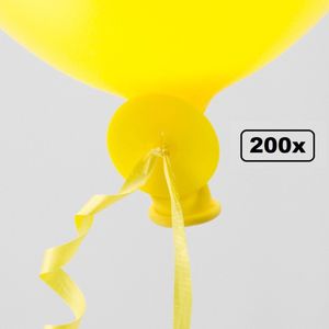 200x Automatische snelsluiters met lint Geel - Festival thema feest ballonnen ballon knoopje ballon sluiter
