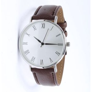 Brigada - unisex horloge - bruine horloge band - lederen horlogeband - quartz uurwerk Vaderdag cadeau
