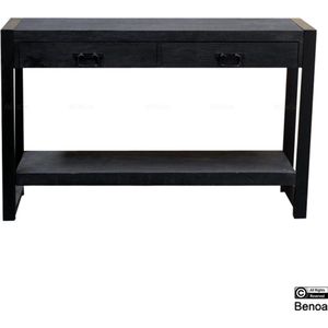 Sidetable mangohout zwart | 120 x 35 x 76 cm | Industrieel