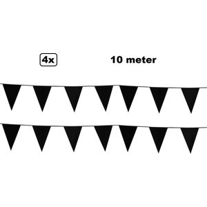 4x vlaggenlijn zwart 10 meter - Festival thema feest party verjaardag gala jubileum